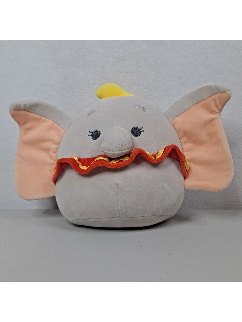 Disney Squishmallow Dumbo 8 inch Elephant Kellytoy Gray Yellow Hat